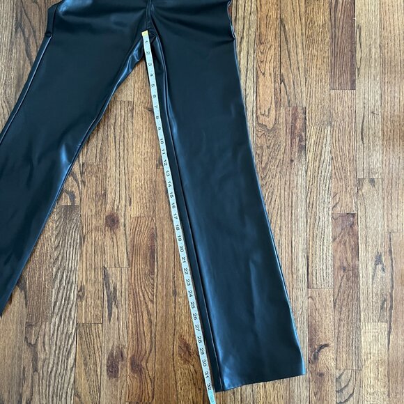 Zara Womens Faux Leather Black Straight Leg High Rise Pants  Size 0 - Picture 5 of 6